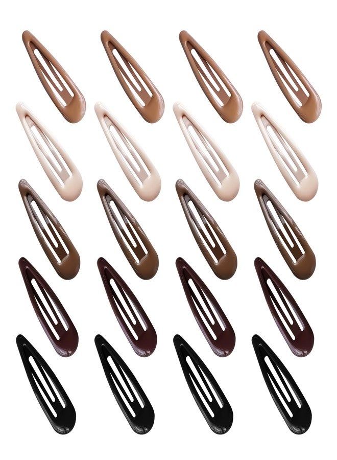 Cptots 20 PCS Metal Snap Hair Clips Water Drop No Slip Barrettes for Women Bright Small Hair Clips For Thick And Thin Fine Hair,Black Beige Brown,1.97 x 0.5 In. - Image 1